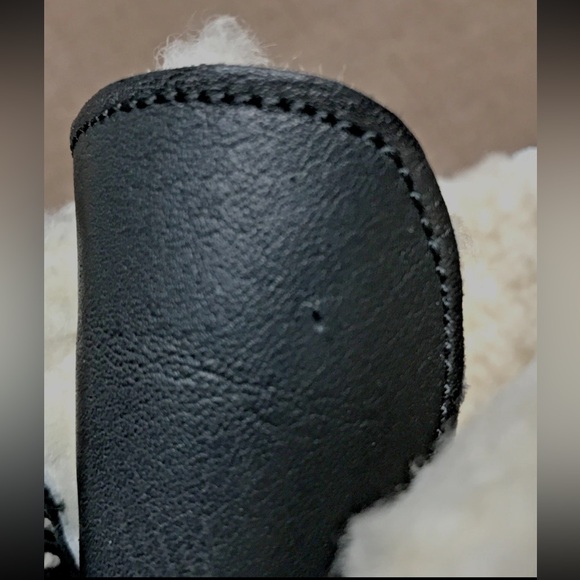 EUC Sorel Joan of Arctic Wedge Mid Shearling Womens Boots Black Leather Size 7.5 - Picture 11 of 16